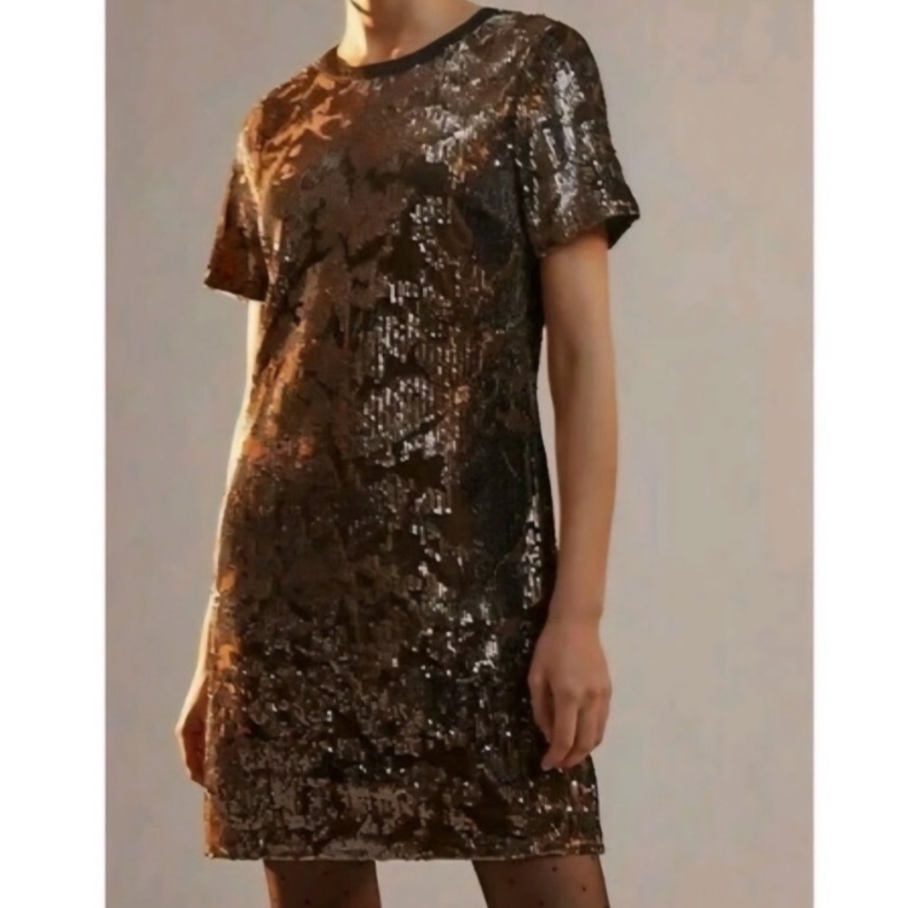 Anthro Velvet Sequin Shift Dress NWT